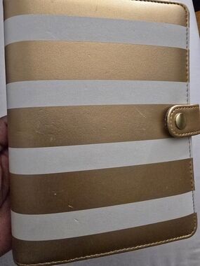 Gold Faux Leather Ring Planner with Floral Inserts